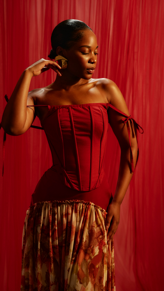 Maroon Corset Set